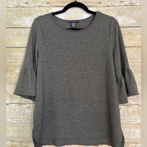 adrianna papell 3/4 bell sleeve top, olive green , womens medium
